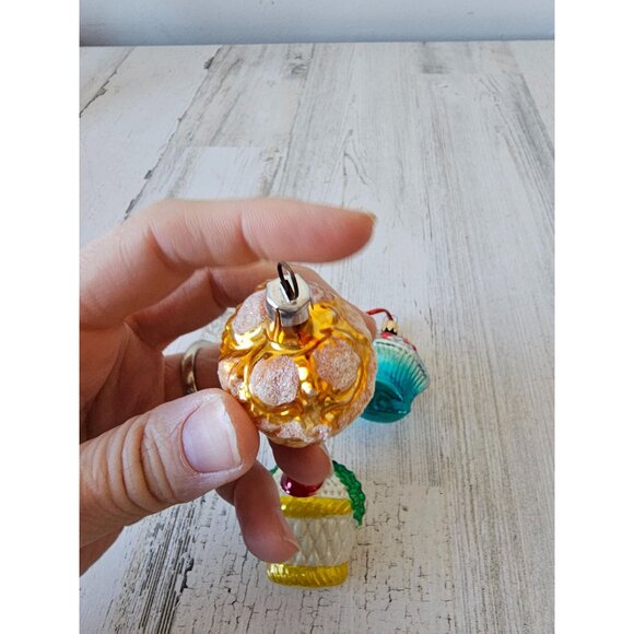 Vintage glass mercury basket fruit flour ornament West Germany set - Picture 4 of 14